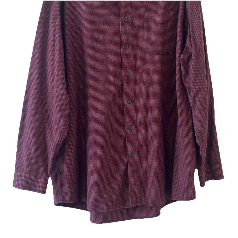 LL Bean Red Black Mens Flannel Shirt Traditional Fit Houndstooth LS Sz XXLT